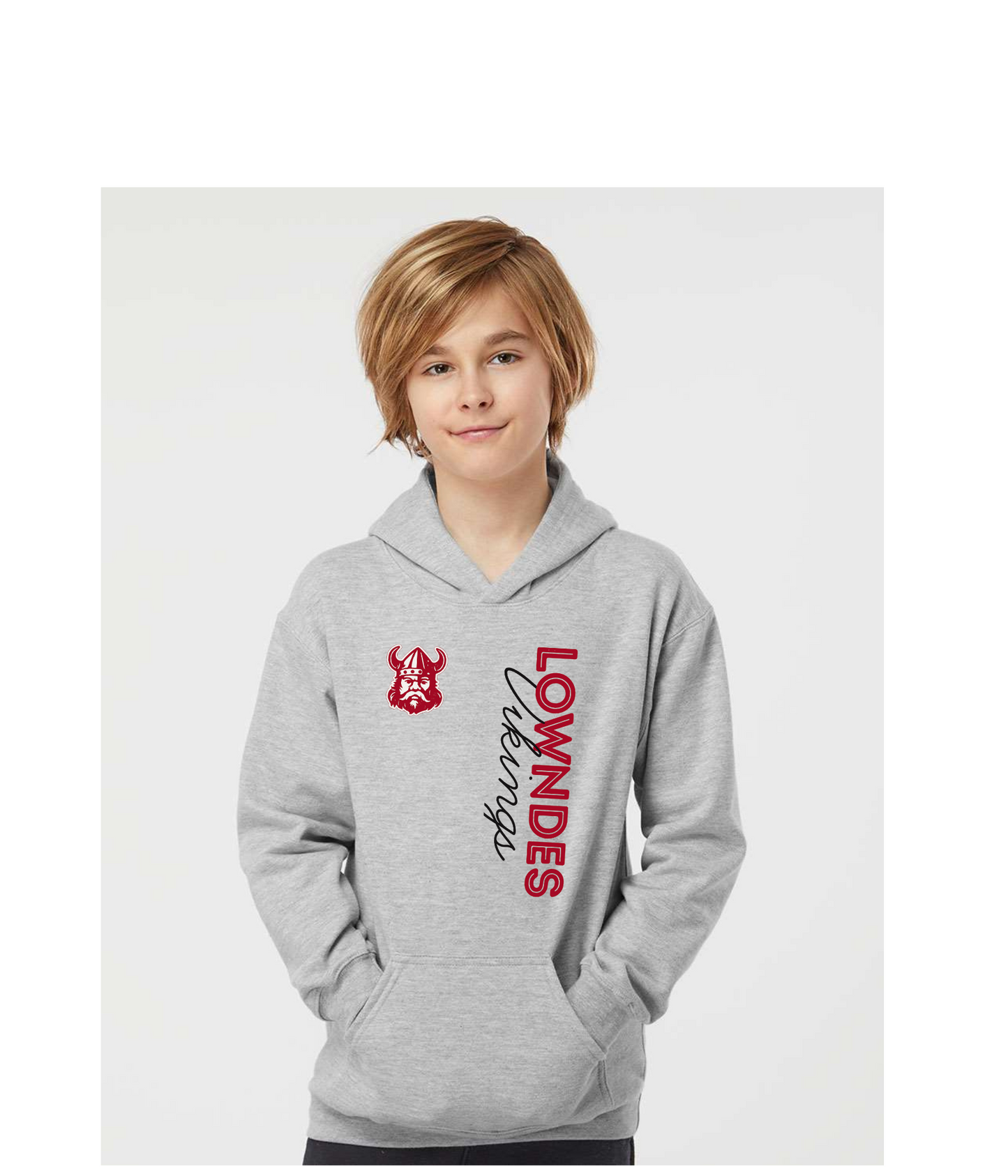 Lowndes Viking - Wording Hoodie - YOUTH